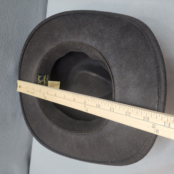 DPC Dorfman Pacific USA Black 100% Wool Felt Western Cowboy Men's Hat Sz L‎ - Picture 7 of 10